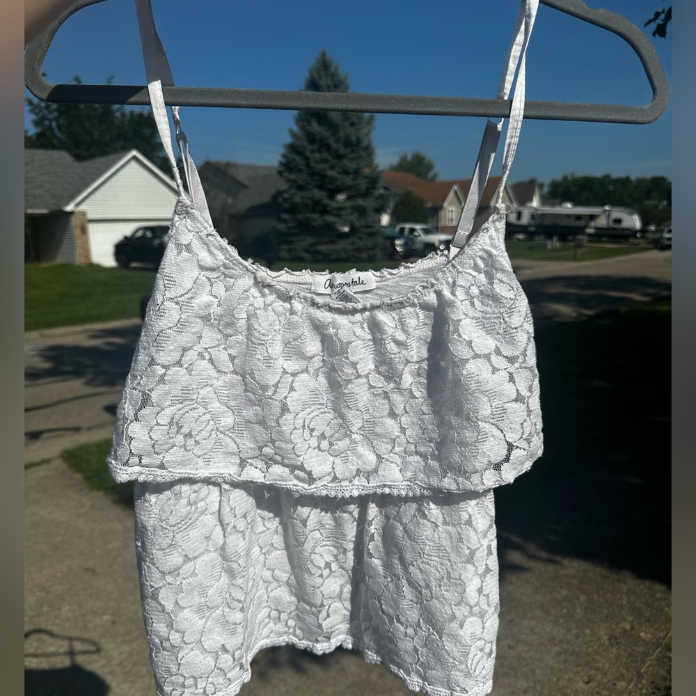 Aeropostale Floral Lace Tiered Camisole in White